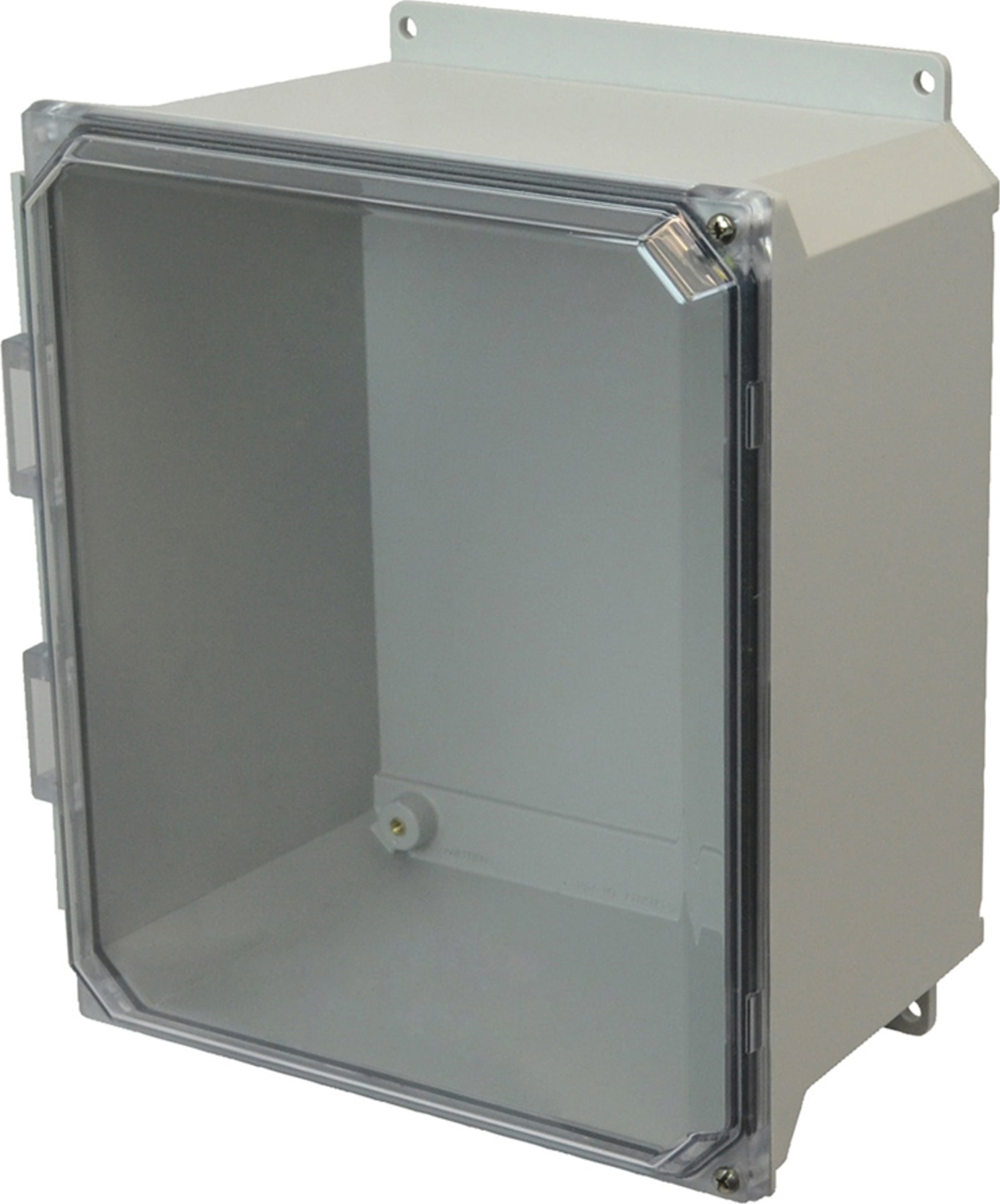 Allied Moulded AMU1648CCHF 16x14x8 NEMA 4X Fiberglass Enclosure with Hinged Clear Screw Cover & Mounting Flange