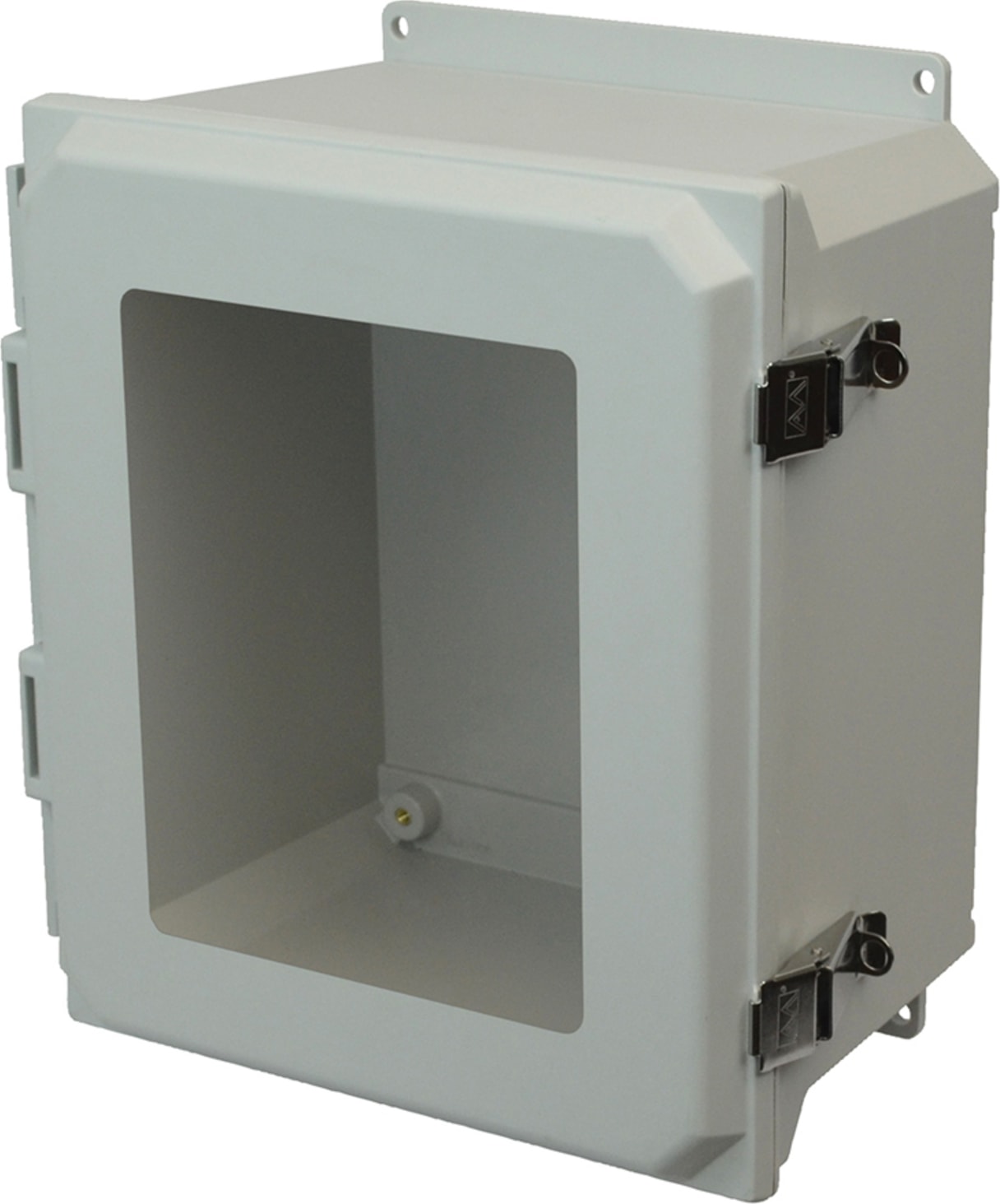 Allied Moulded AMU1860LWF 18x16x10 NEMA 4X Snap Latch Hinged Cover Fiberglass Enclosure with Window and Flange