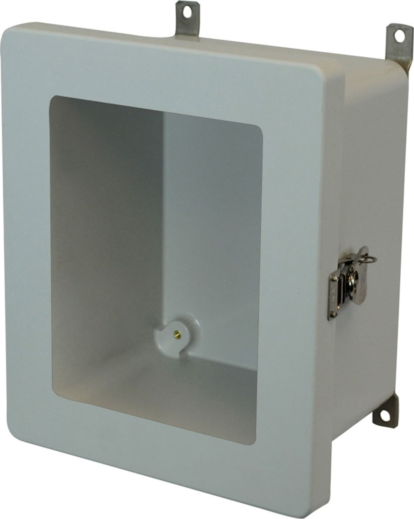 Allied Moulded AM1084TW 10x8x4 NEMA 4X Fiberglass Enclosure with Twist Latch Hinged Cover with Window