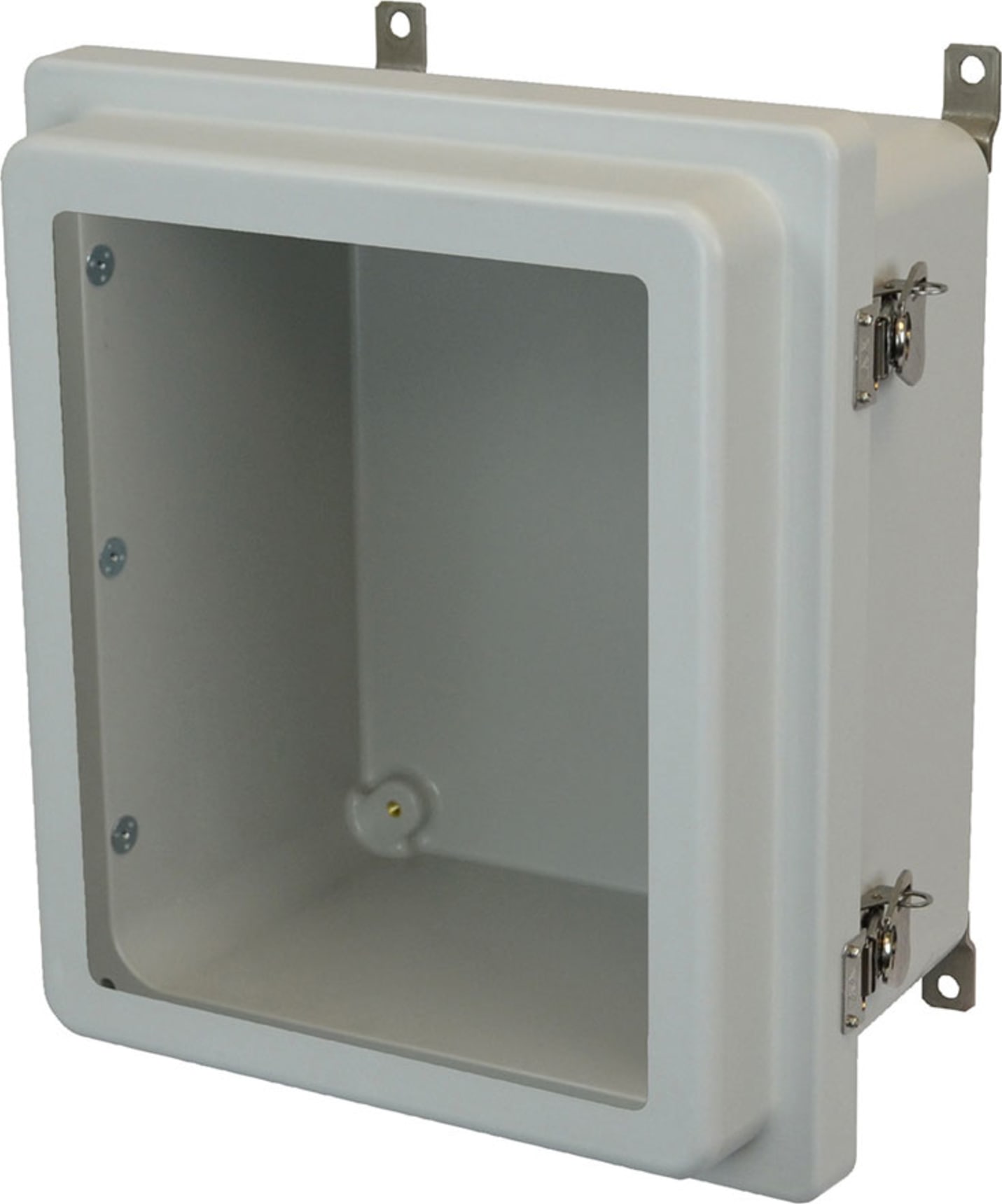 Allied Moulded AM1206RTW 12x10x6 NEMA 4X Fiberglass Enclosure with Raised Twist Latch Hinged Cover with Window