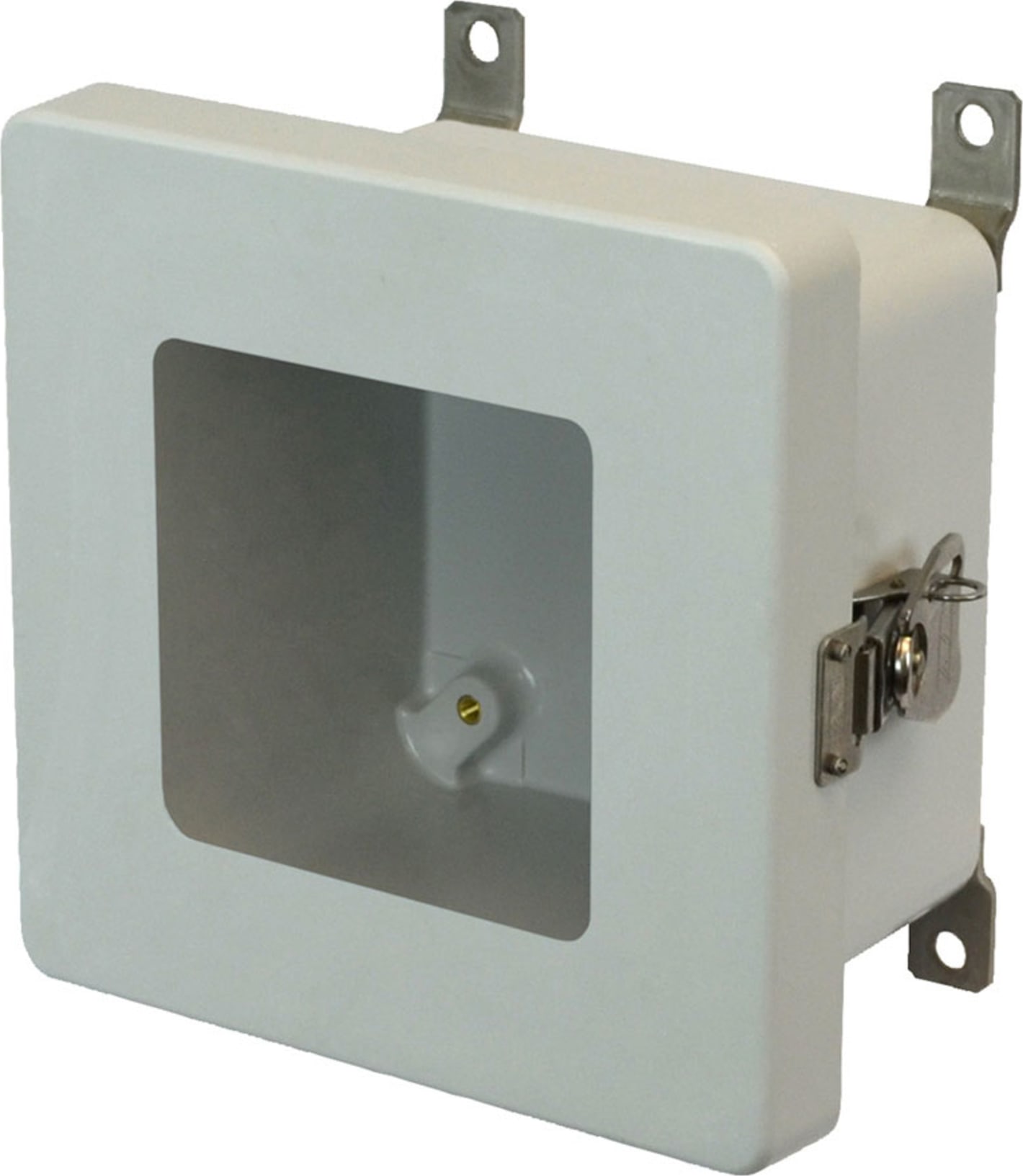 Allied Moulded AM664TW 6x6x4 NEMA 4X Fiberglass Enclosure with Twist Latch Hinged Cover with Window