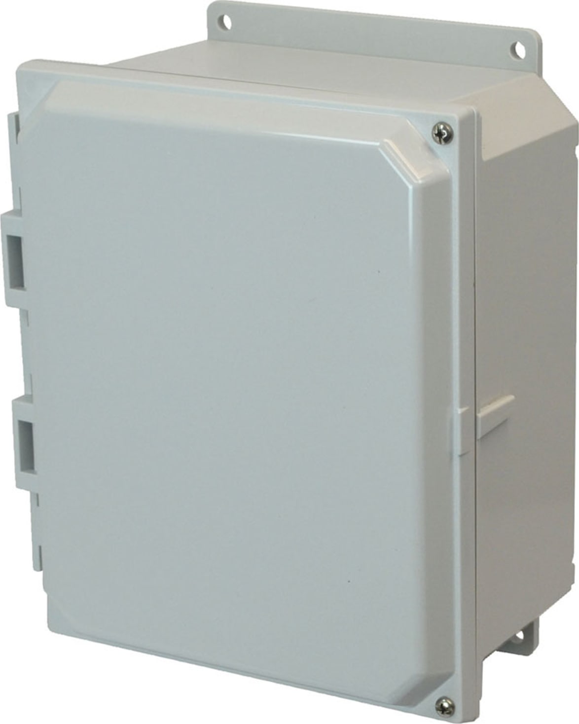 Allied Moulded AMP1084HF 10" x 8" x 4" NEMA 4X Polycarbonate Enclosure with Hinged Screw Cover, Mounting Flange