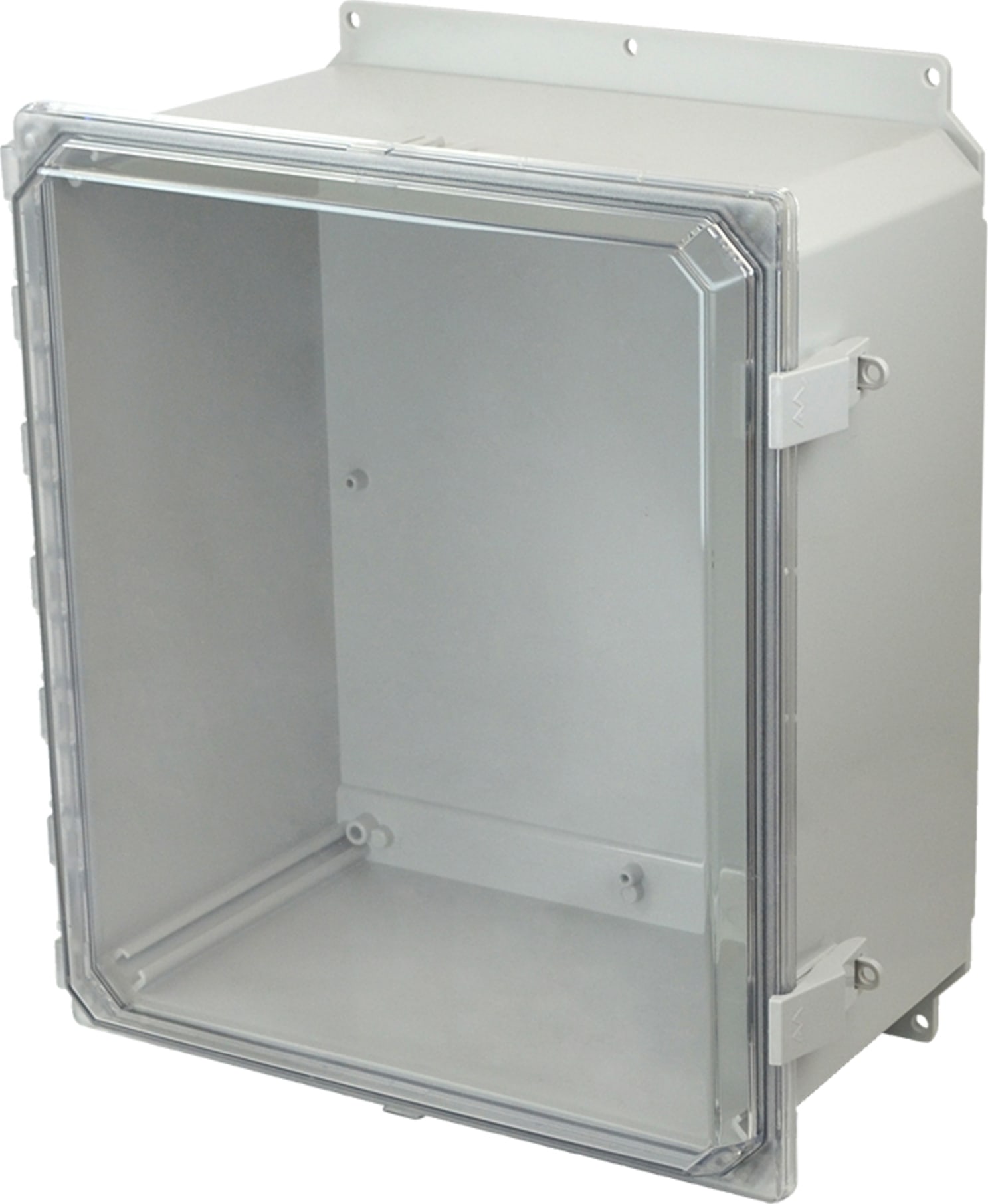 Allied Moulded AMP1860CCNLF Nonmetal Snap Latch Hinged Clear Cover Wall Mount Enclosure Assembly