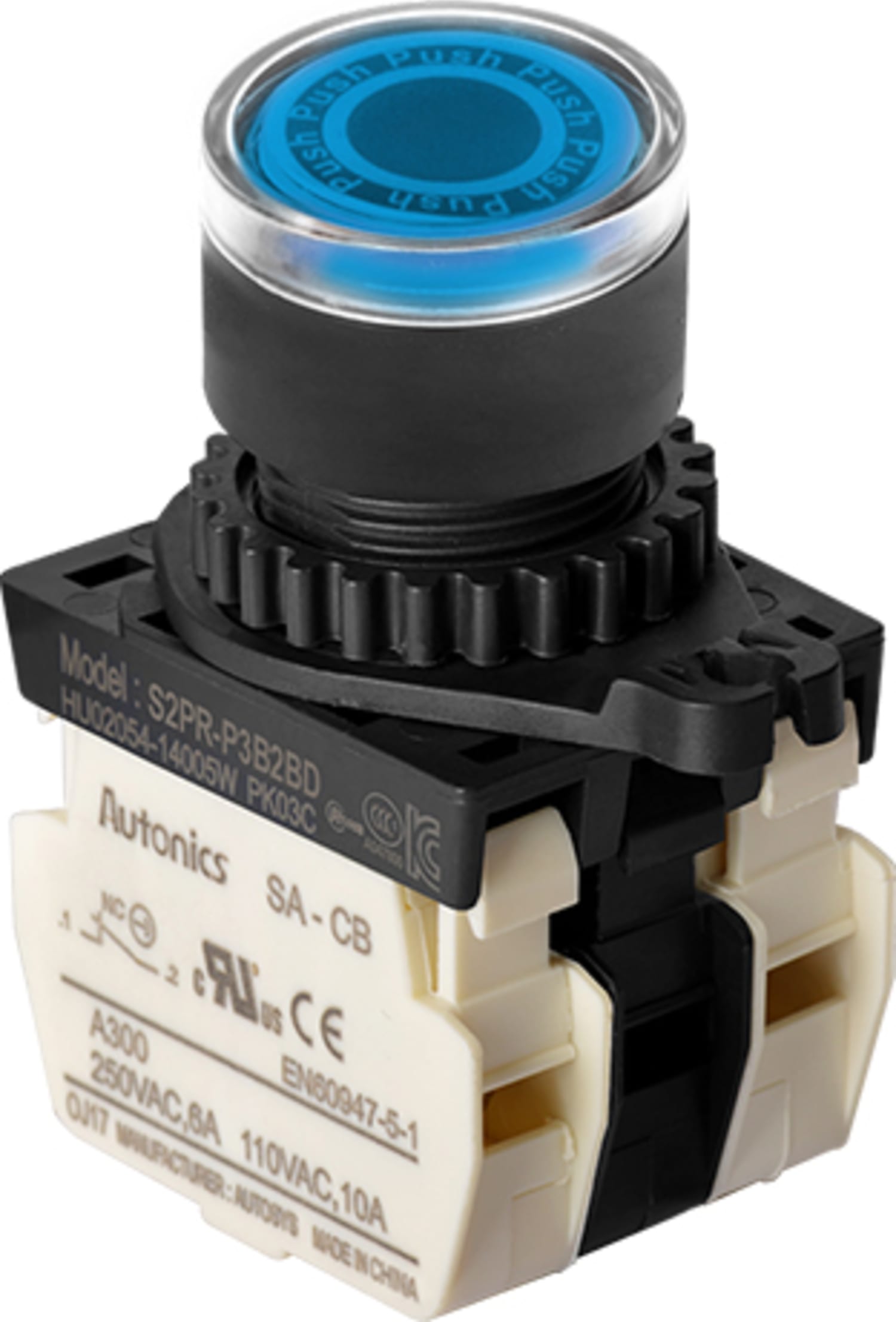 Autonics S2PR-P3B2BL 22-25 mm Push Button Switches - Blue