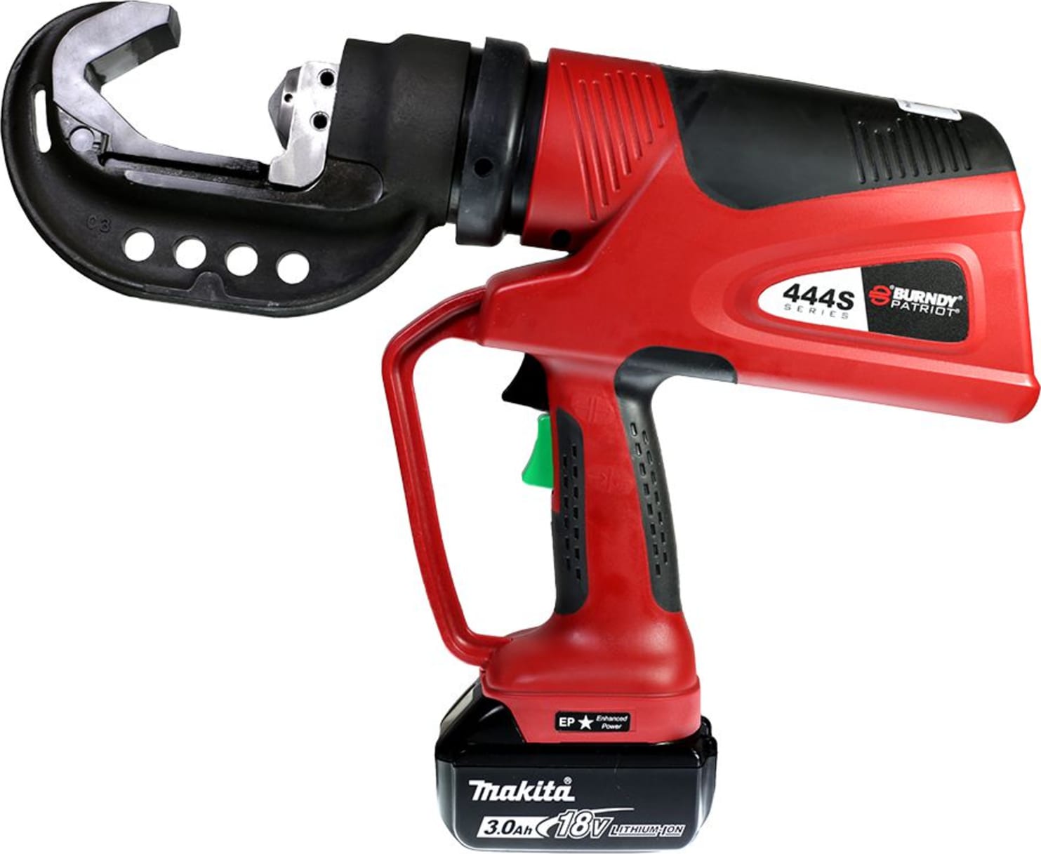 Burndy PAT444SLI - PATRIOT 11-Ton Dieless C-Head Crimper, (2) 3.0Ah Li-ion, 120V AC Charger, Hard Case