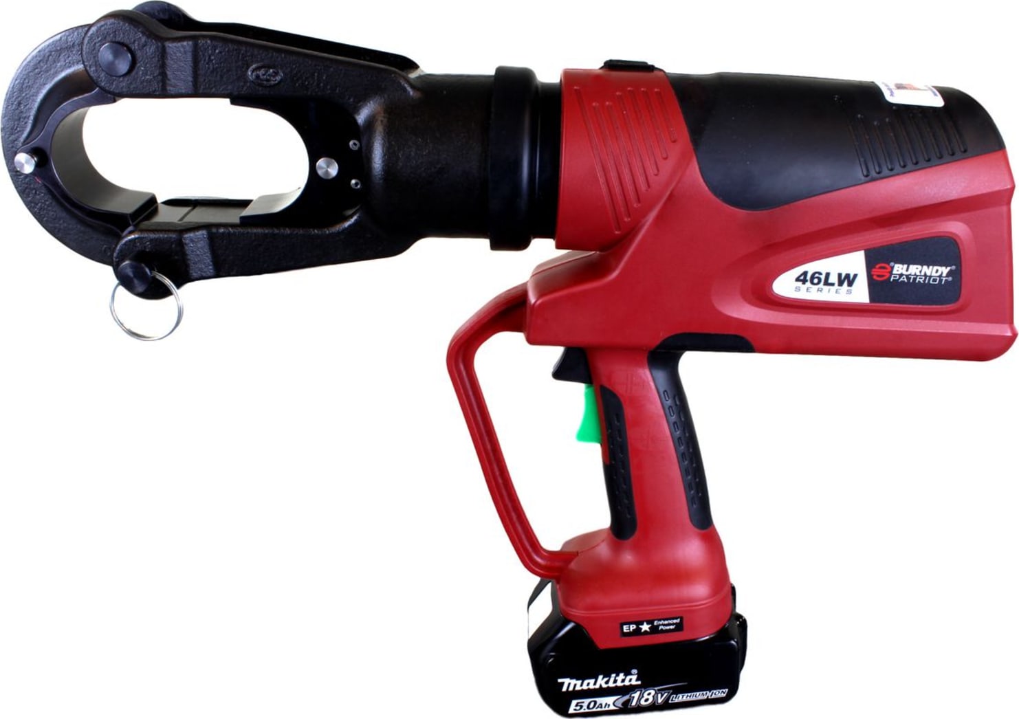 Burndy PAT46LWL5 - PATRIOT 15-Ton Latch-Head Crimper, (2) 5.0Ah Li-ion, 120V AC Charger, Hard Case