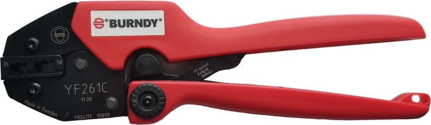 Burndy YF261CSKIT - Ratchet Crimper for Bare and Covered Ferrules, #26-1/0 AWG, 3 Interchangeable Dies