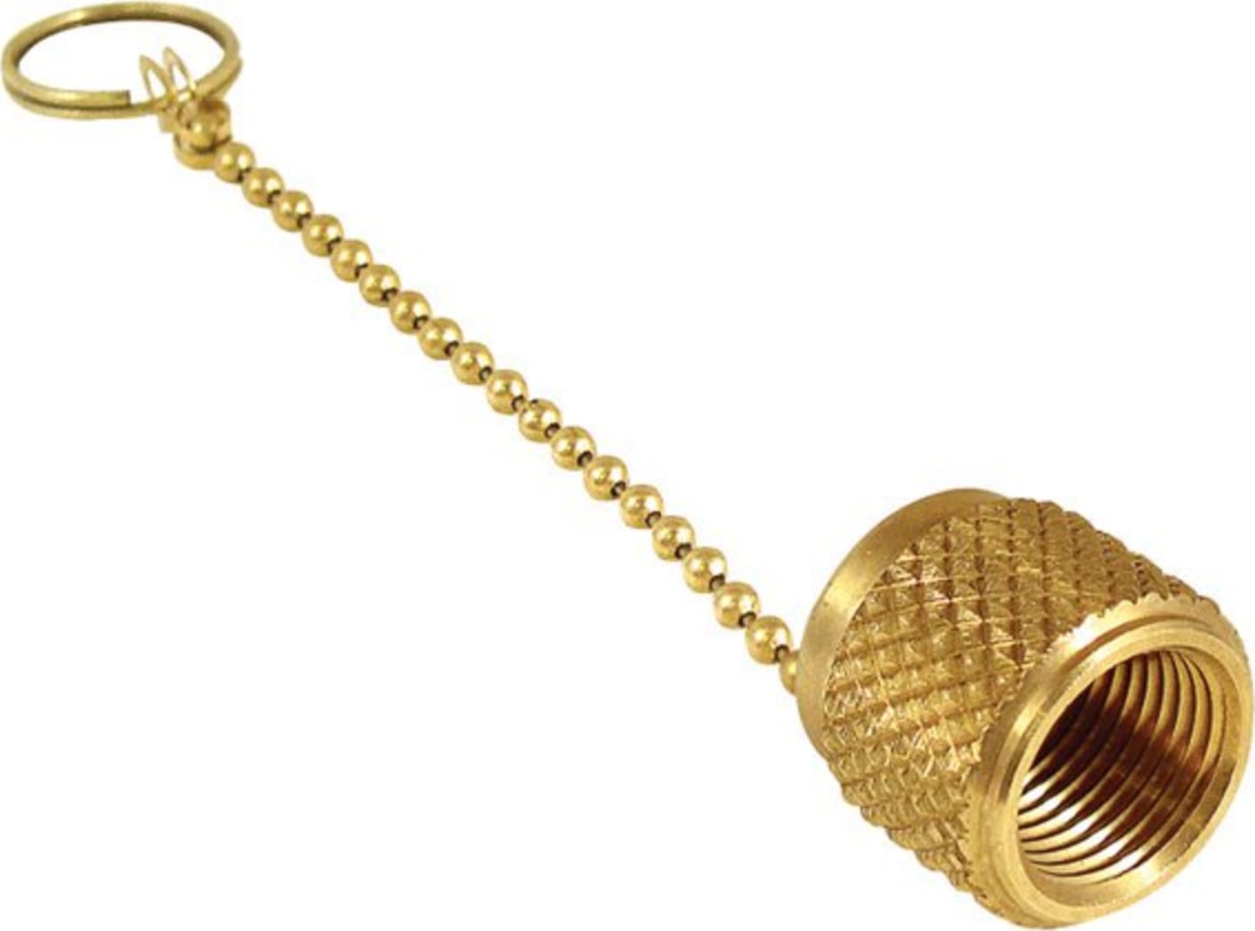 CPS AVC6CB - 3/8" SAE Brass Cap w/ Chain Tether (Bulk)