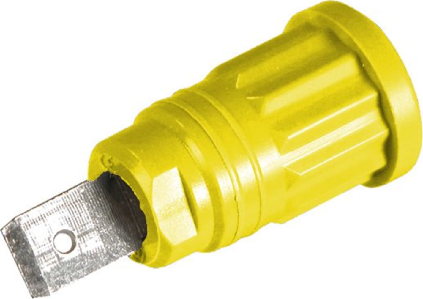 Cal Test CT2911-4 4mm Safety Jack, .25 Faston - Push-in, Yellow