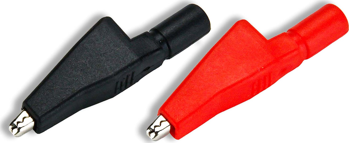 Cal Test CT3756 Med. Alligator Clips Pair Black and Red with PVC Insulators