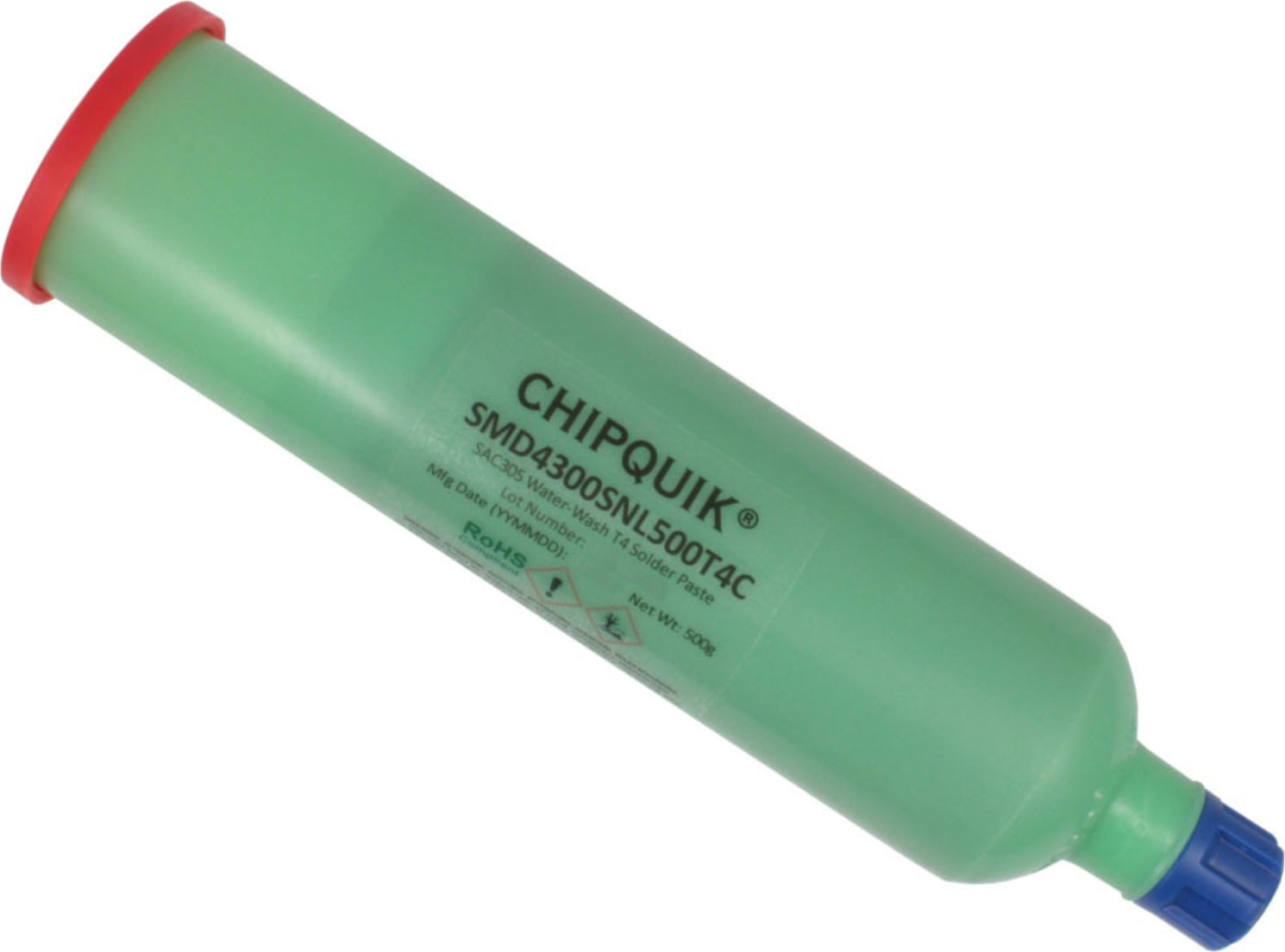 Chip Quik SMD4300SNL500T4C - SAC305 Solder Paste / Water Washable, 500 Gram Cartridge, T4