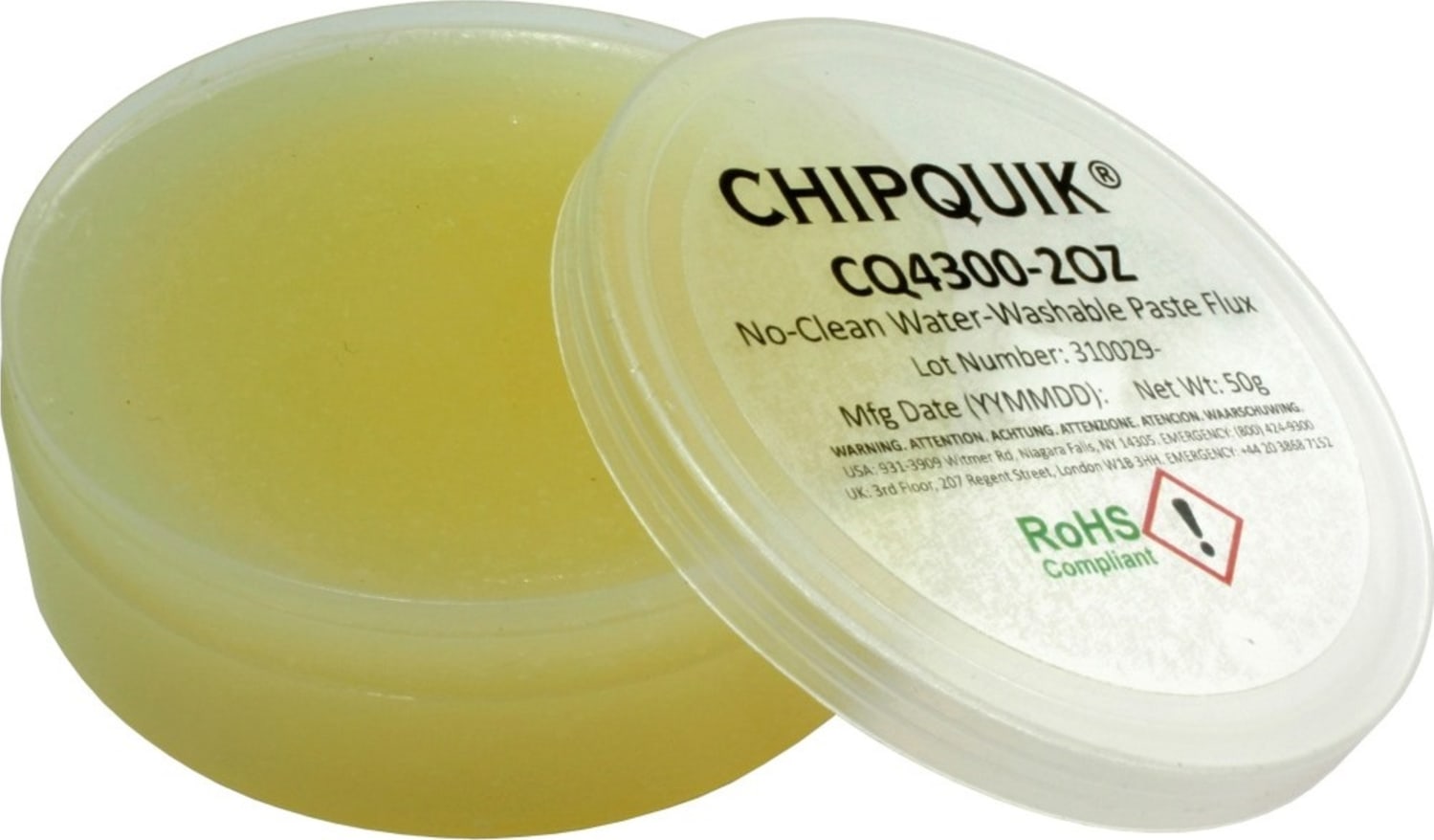 Chip Quik CQ4300-2OZ No-Clean Water-Washable Paste Flux in 2oz Flat Jar 50 gram