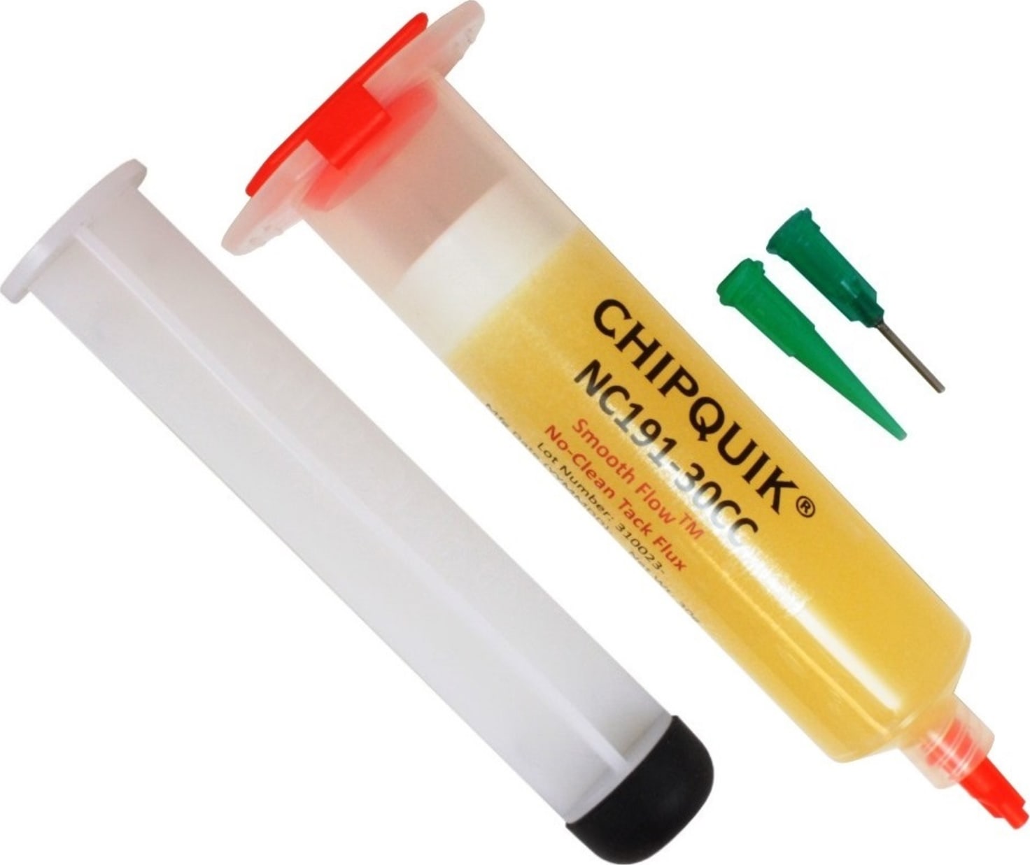 Chip Quik NC191-30CC Smooth Flow Tack Flux No-Clean in a 30cc syringe w/plunger & tip