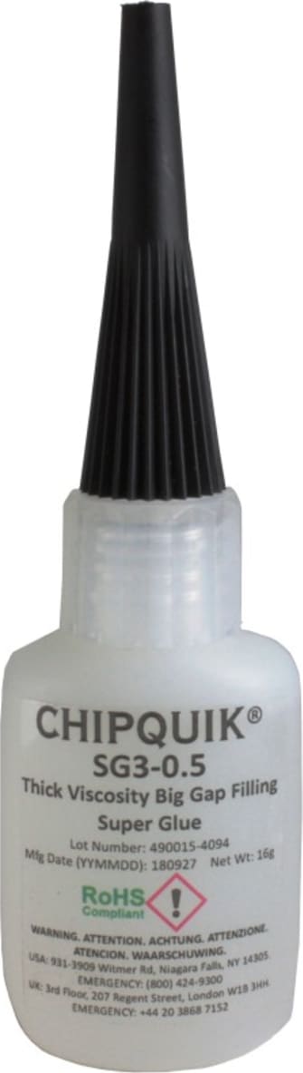 Chip Quik SG3-0.5 - Thick Viscosity, Big Gap filling Super Glue (0.5 oz.) 