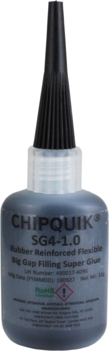 Chip Quik SG4-1.0 - Rubber Reinforced Super Glue - Flexible, Big Gap Filling (1.0 oz.) 