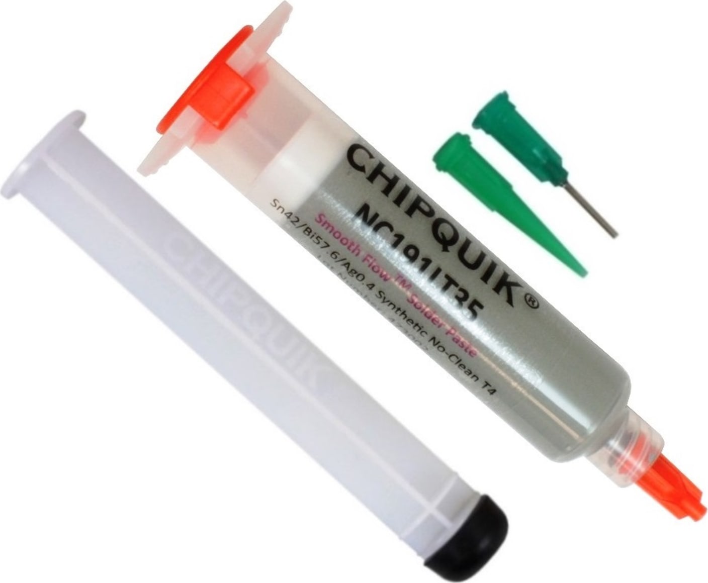 Chip Quik NC191LT35 - Smooth Flow Low Temp Solder Paste, Sn42/Bi57.6/Ag0.4, T4 (35g Syringe)