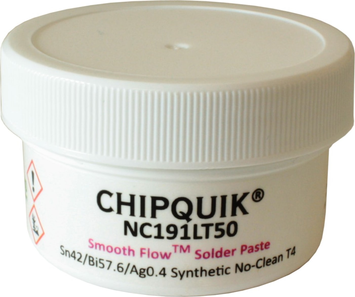 Chip Quik NC191LT50 - Smooth Flow Low Temp Solder Paste, Sn42/Bi57.6/Ag0.4, T4 (50g Jar)