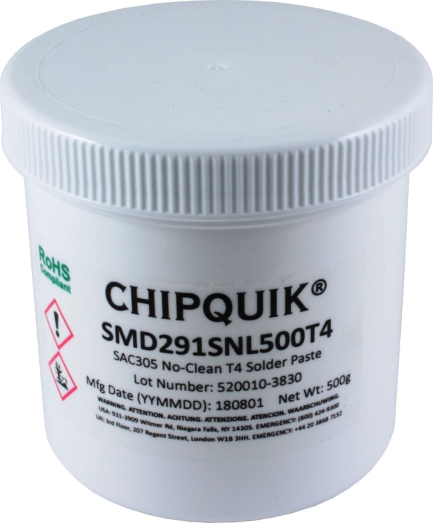 Chip Quik SMD291SNL500T4 - Solder Paste in jar 500g