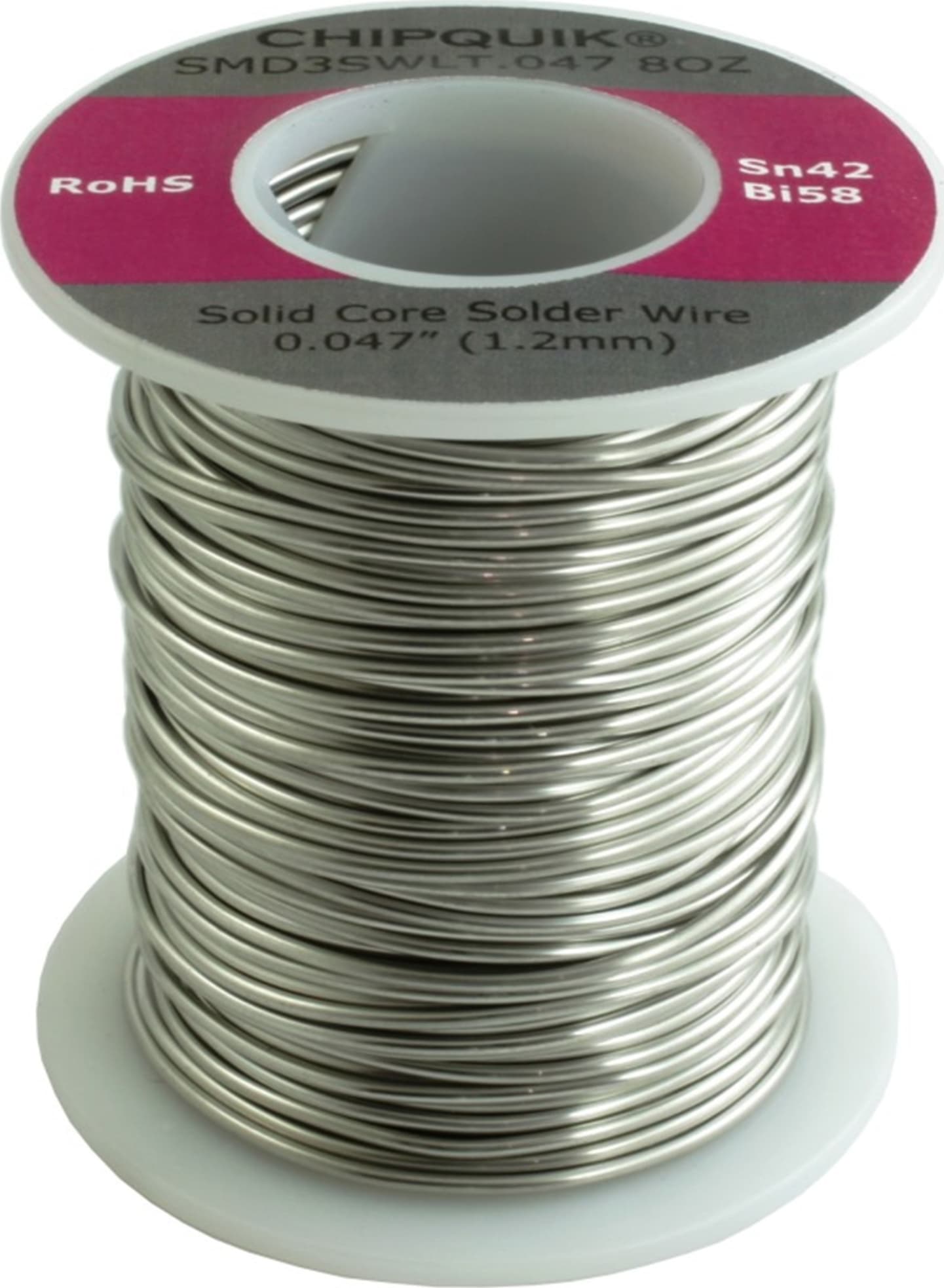 Chip Quik SMD3SWLT.047 8OZ - Sn42/Bi58 .047" Solid Core Solder Wire 8oz Spool