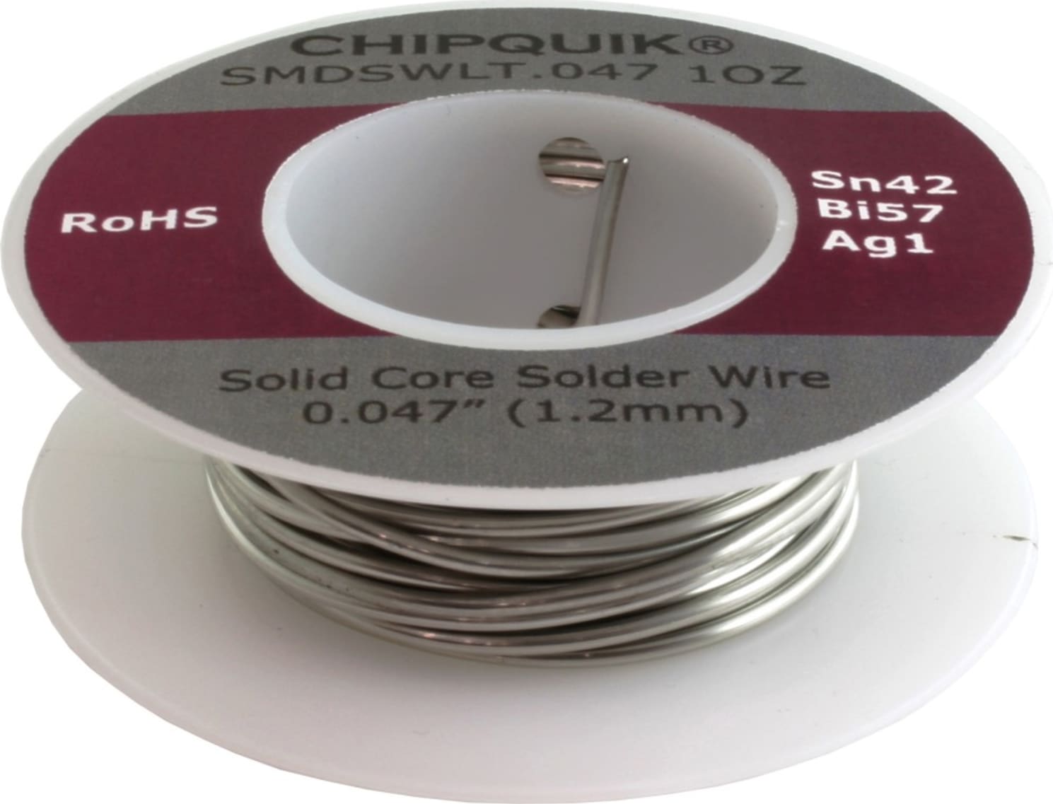Chip Quik SMDSWLT.047 1OZ - Sn42/Bi57/Ag1 .047" Solder Wire 1oz Spool