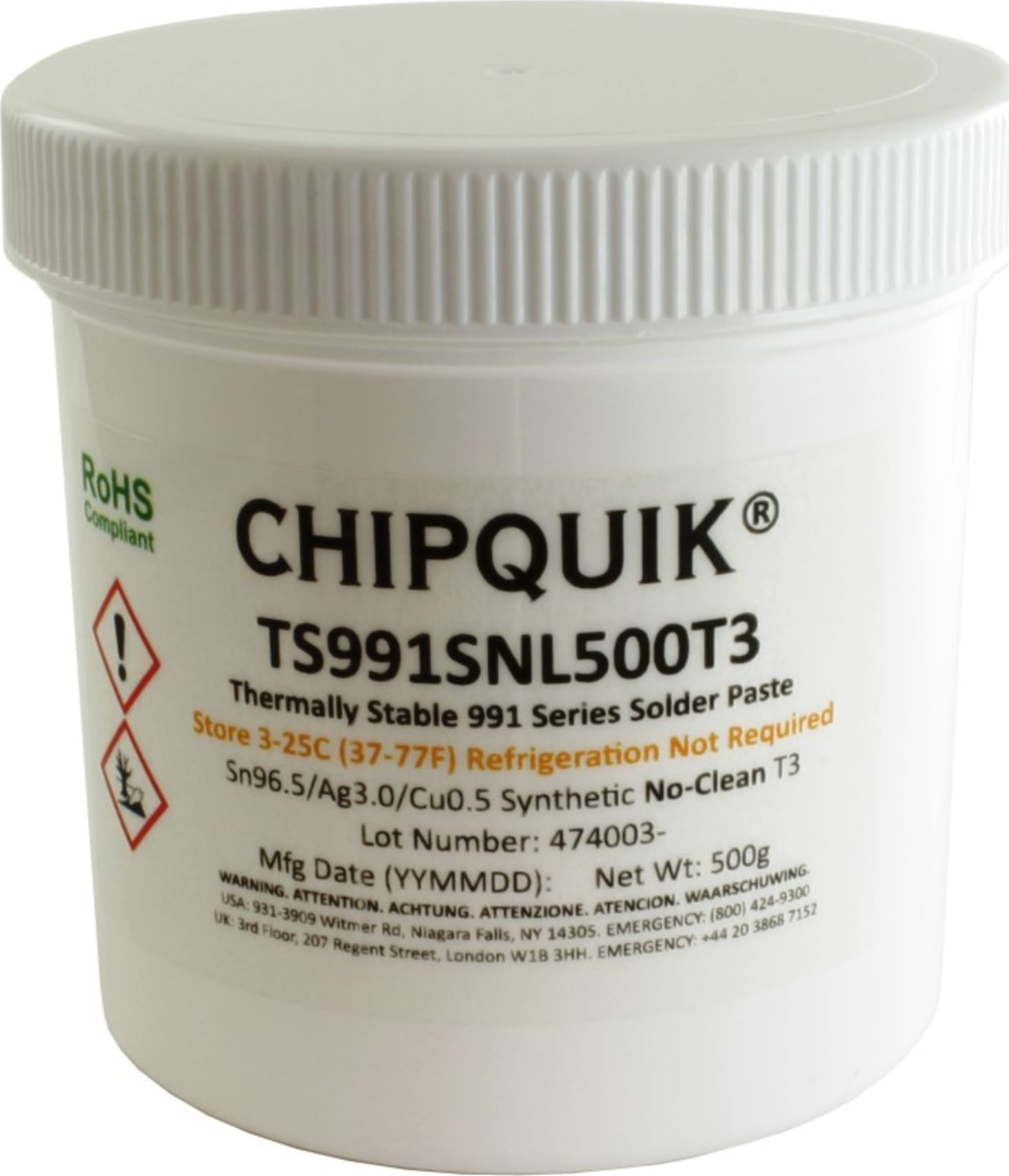 Chip Quik TS991SNL500T3 - Thermally Stable Solder Paste NC
