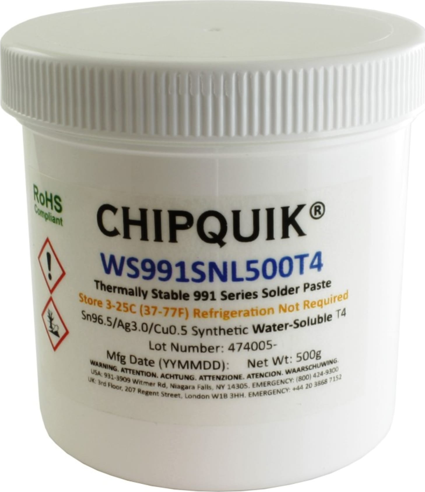Chip Quik WS991SNL500T4 - Thermally Stable Solder Paste WS