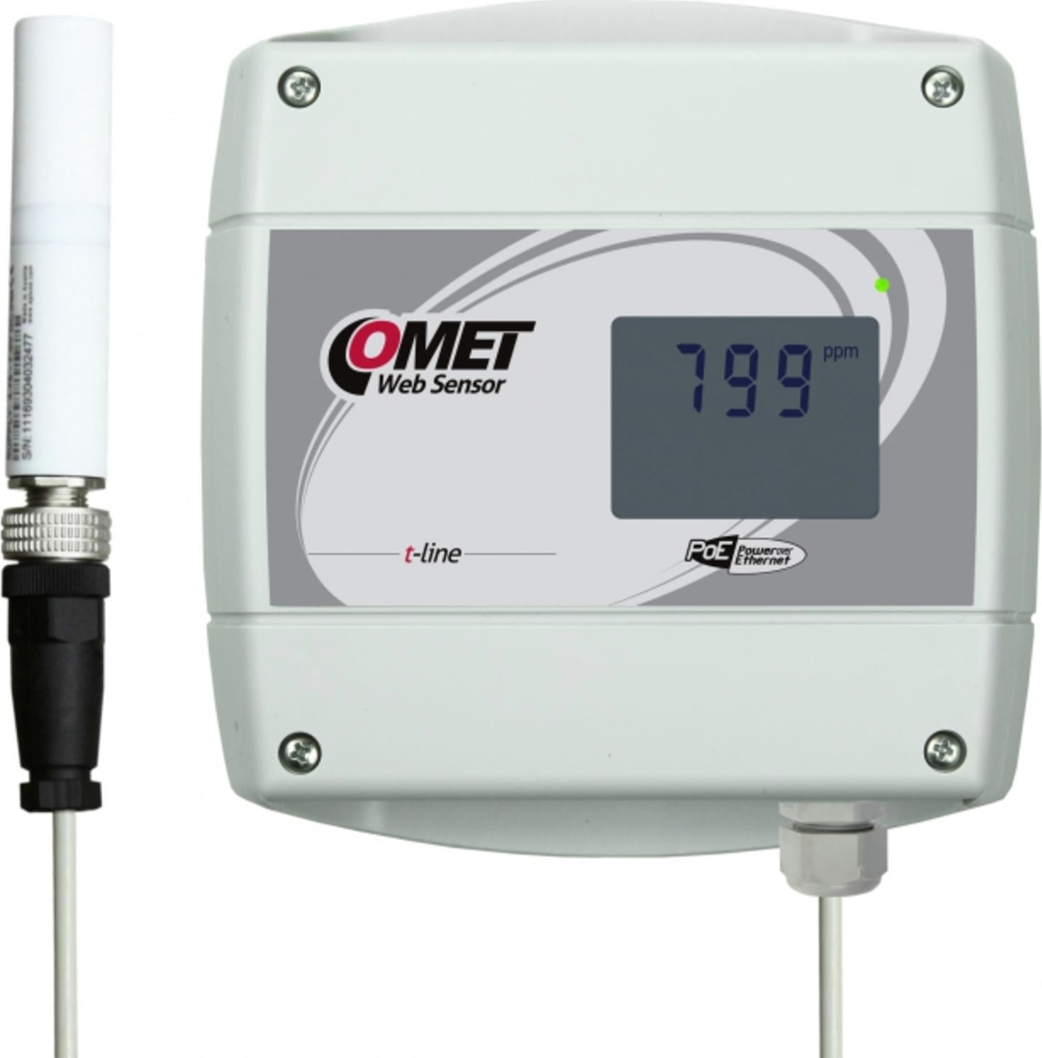 Comet T5641 - Web Sensor with PoE, Remote CO2 Concentration with Ethernet Interface, Cable 1m