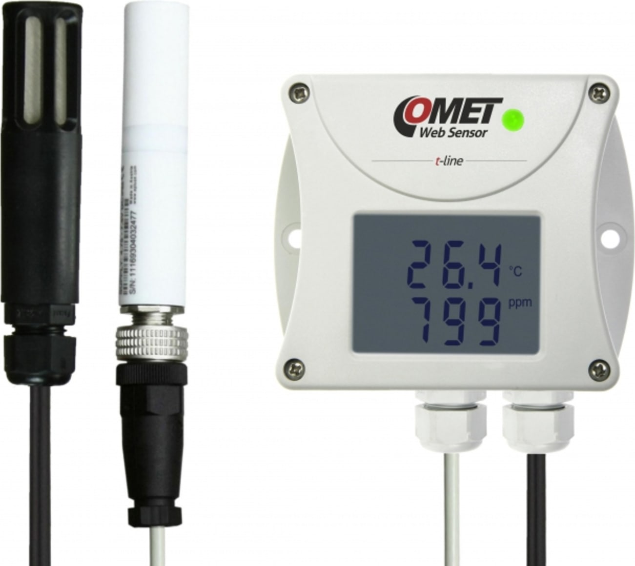 Comet T6541 - Web Sensor, Temperature, Humidity, CO2 Cable Probes, Ethernet Interface