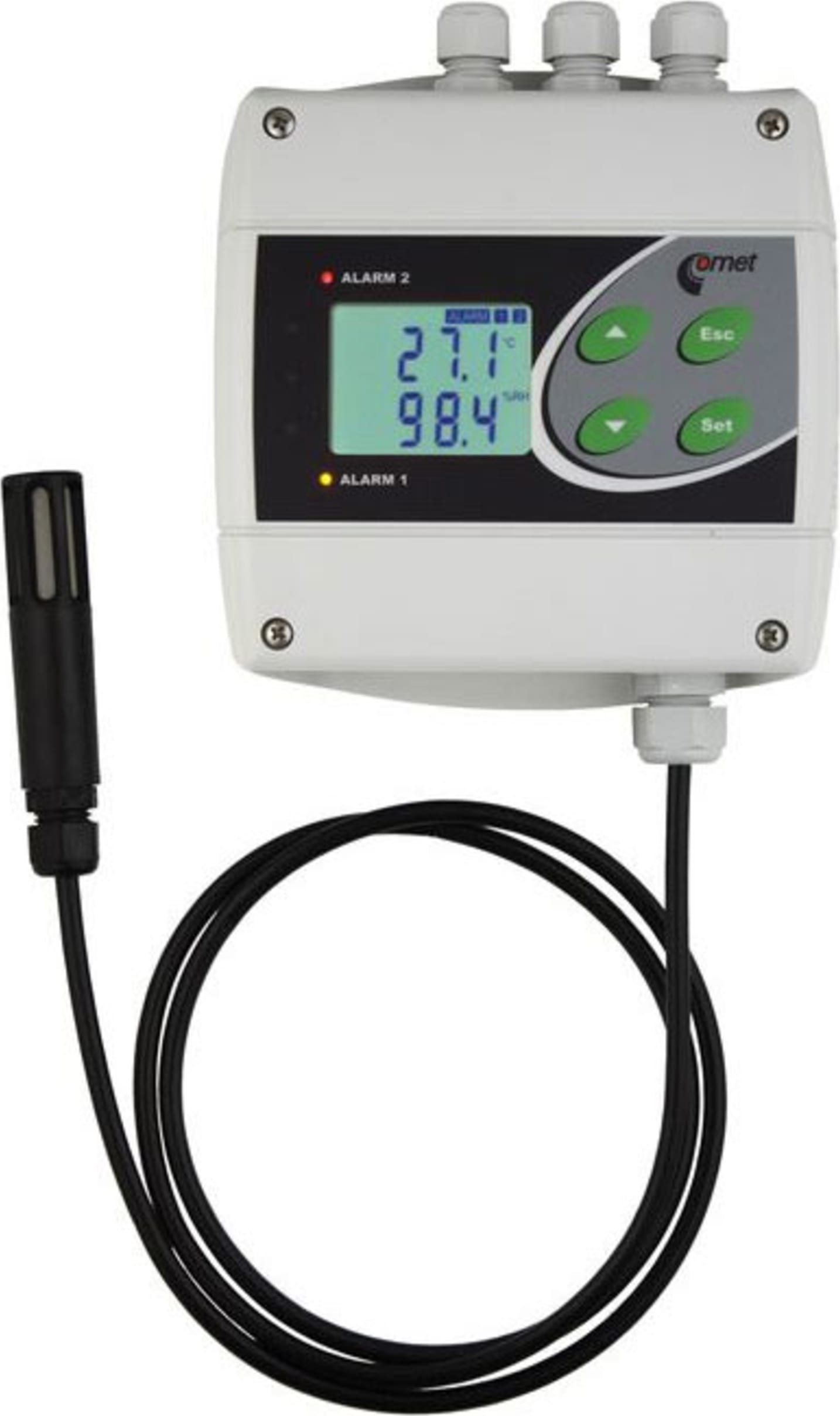 Comet H3023 Temperature, Humidity Regulator, 2 x Relay output, 150 mm length, Duct mount