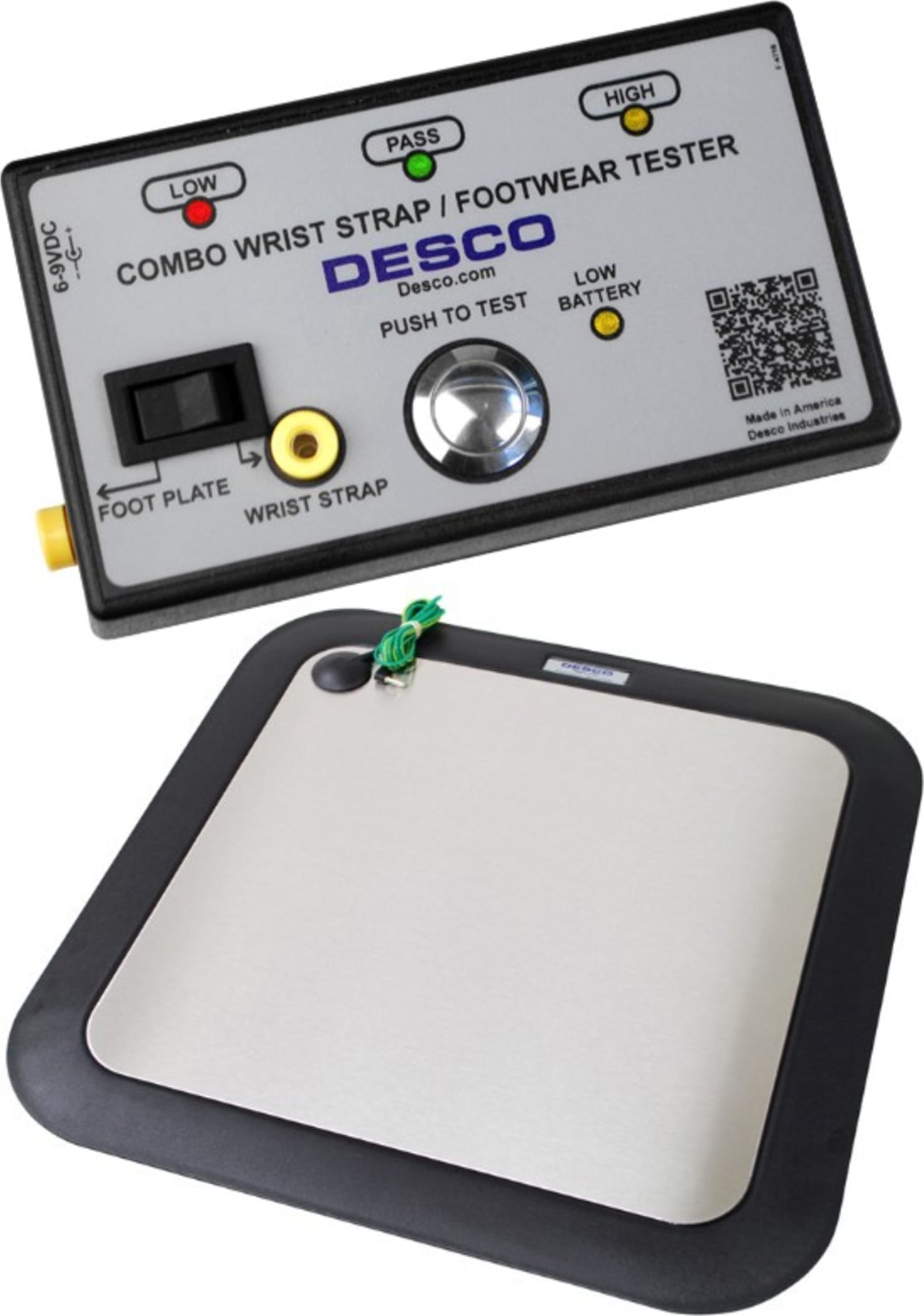 DESCO 19283 - Wrist Strap and Footwear Combo Tester with Footplate