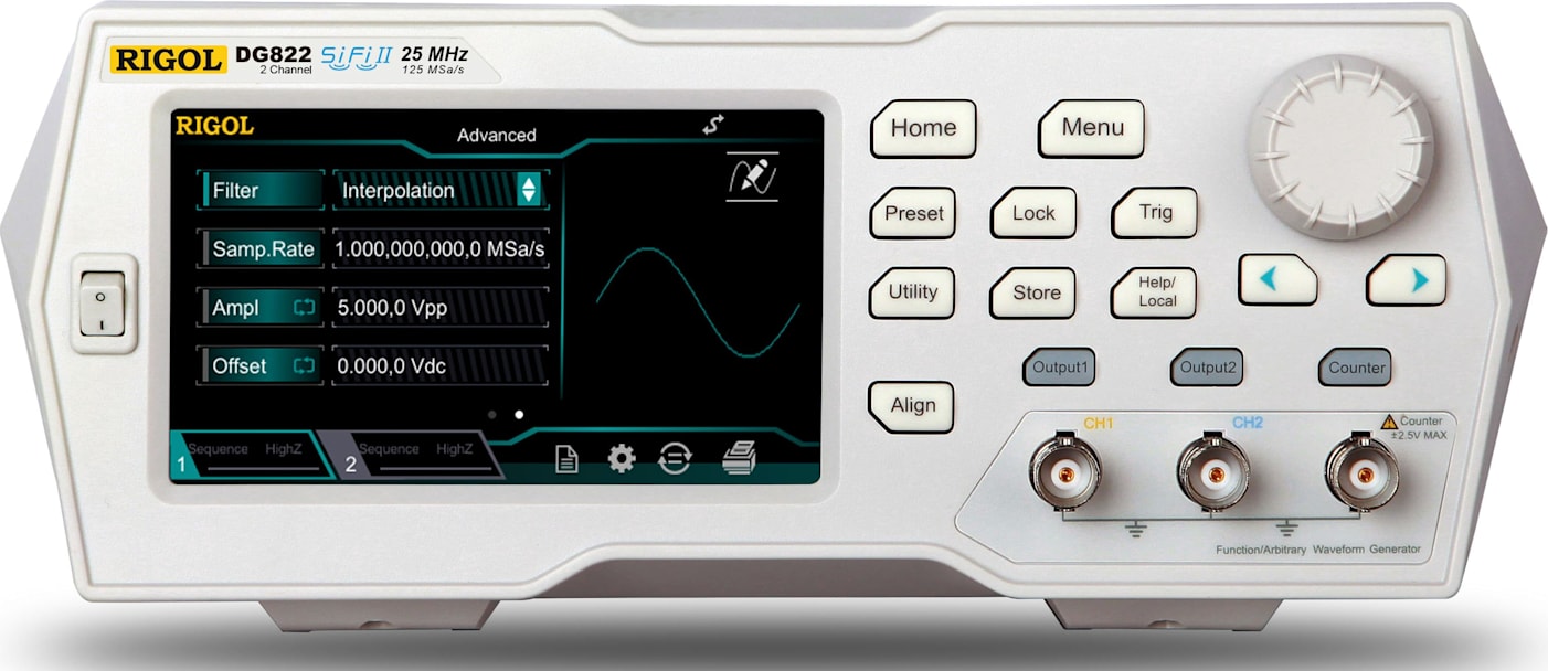 Rigol DG822 - 25 MHz Function / Arbitrary Waveform Generator, 2 Channel
