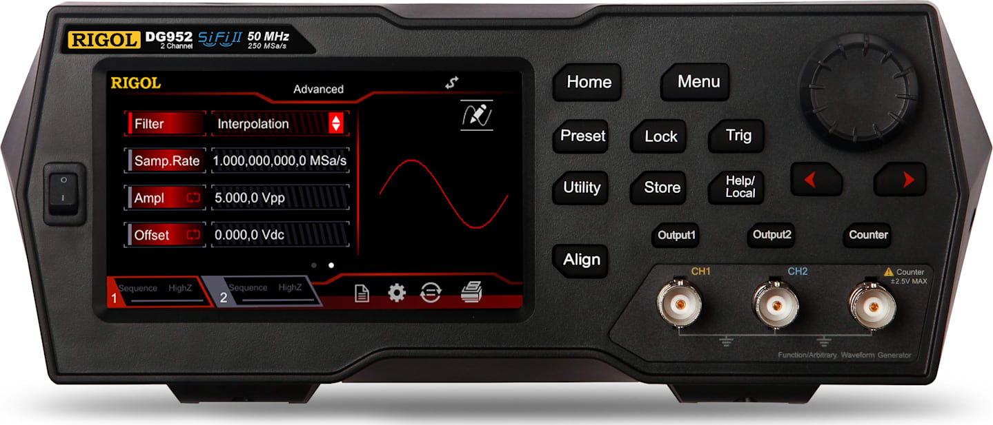 Rigol DG952 - Two Channel, 50 MHz Function / Arbitrary Waveform Generator
