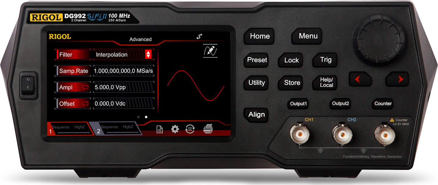 Rigol DG992 - Two Channel, 100 MHz Function / Arbitrary Waveform Generator