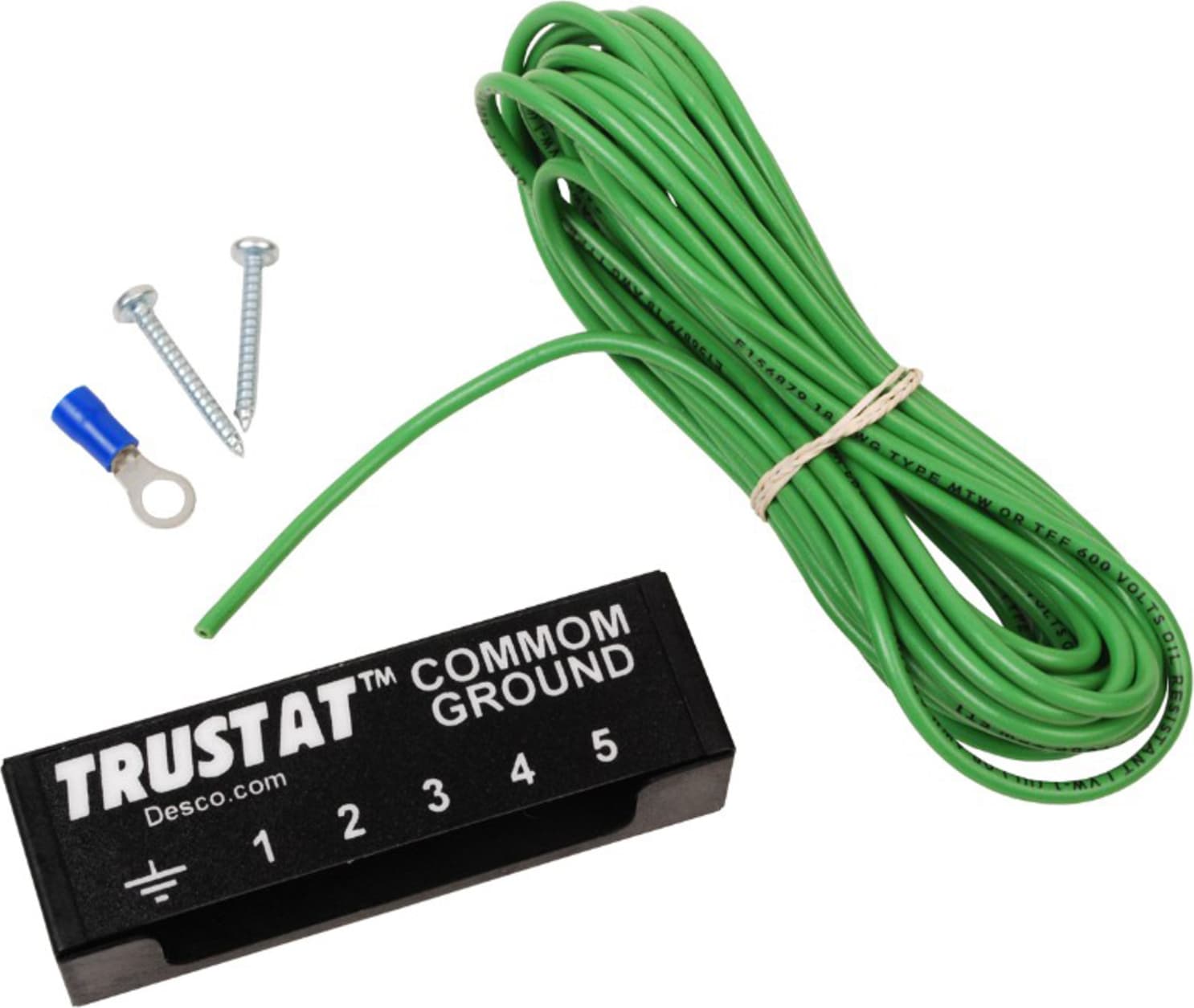 Desco 04614 - Trustat Grounding Block with 10ft Wire with Ring Terminal