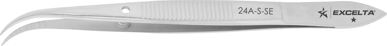 Excelta 24A-S-SE - Tweezers, Curved Strong Point, Anti-Mag. Stainless Steel, 4.5in, Serrated