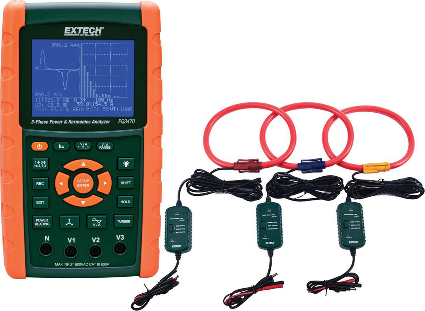 Extech PQ3470-30 3000A Power Analyzer Kit: PQ3470 with PQ34-30