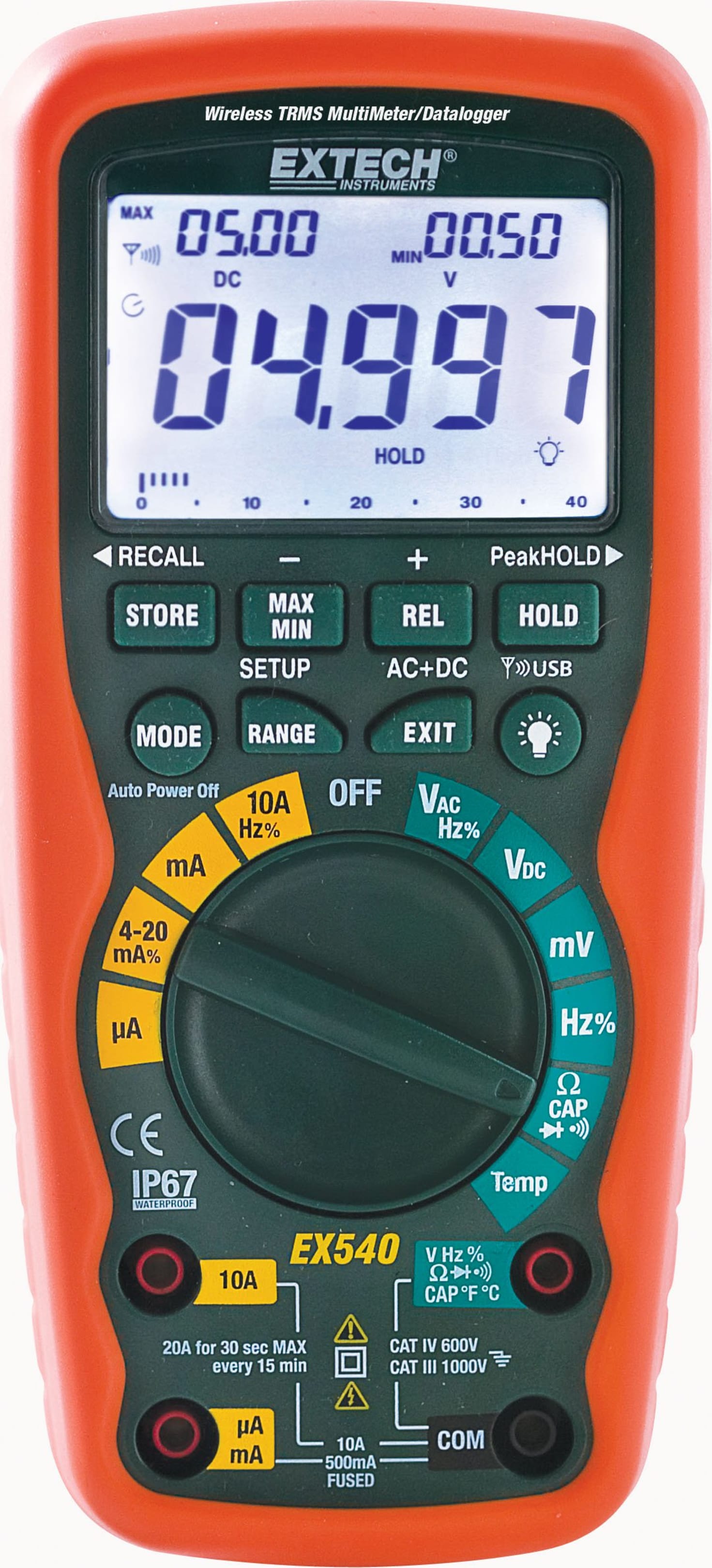 Extech EX540 12 Function Wireless True RMS Industrial MultiMeter/Datalogger