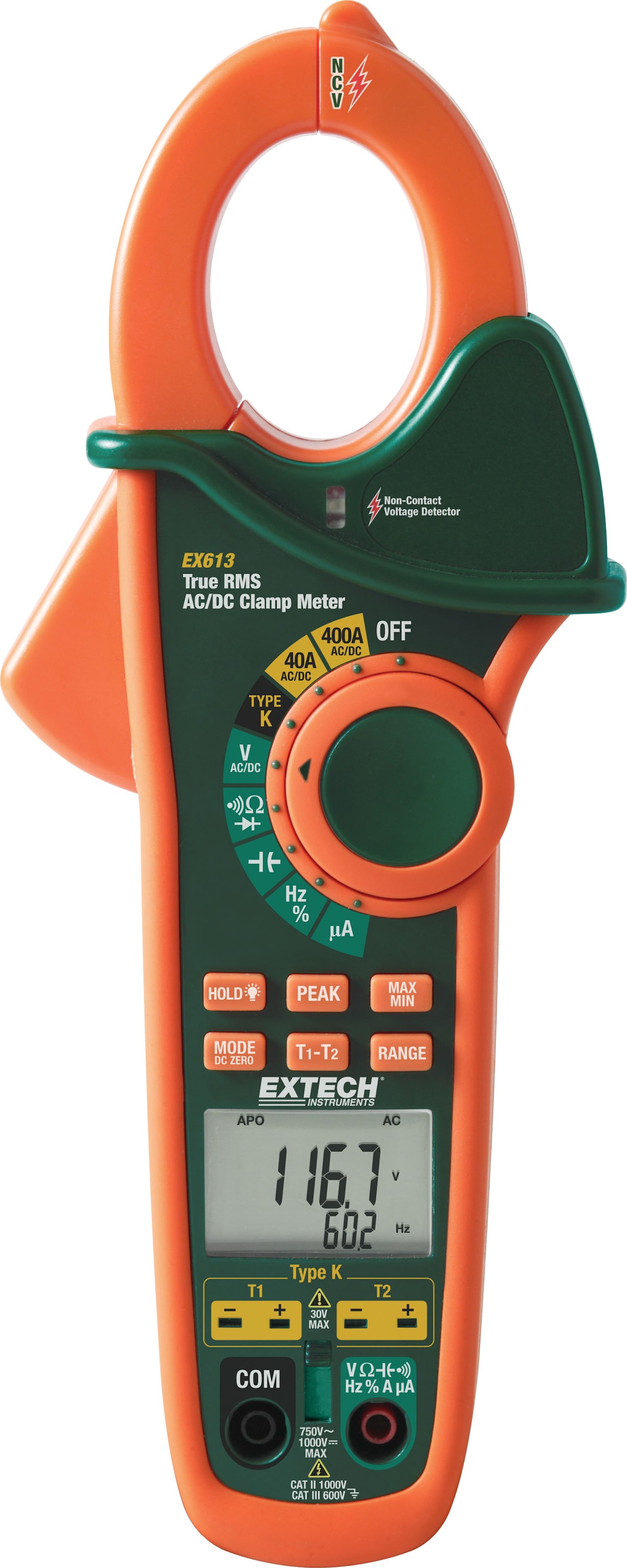 Extech EX613 400A Dual Input AC/DC Clamp Meter   NCV