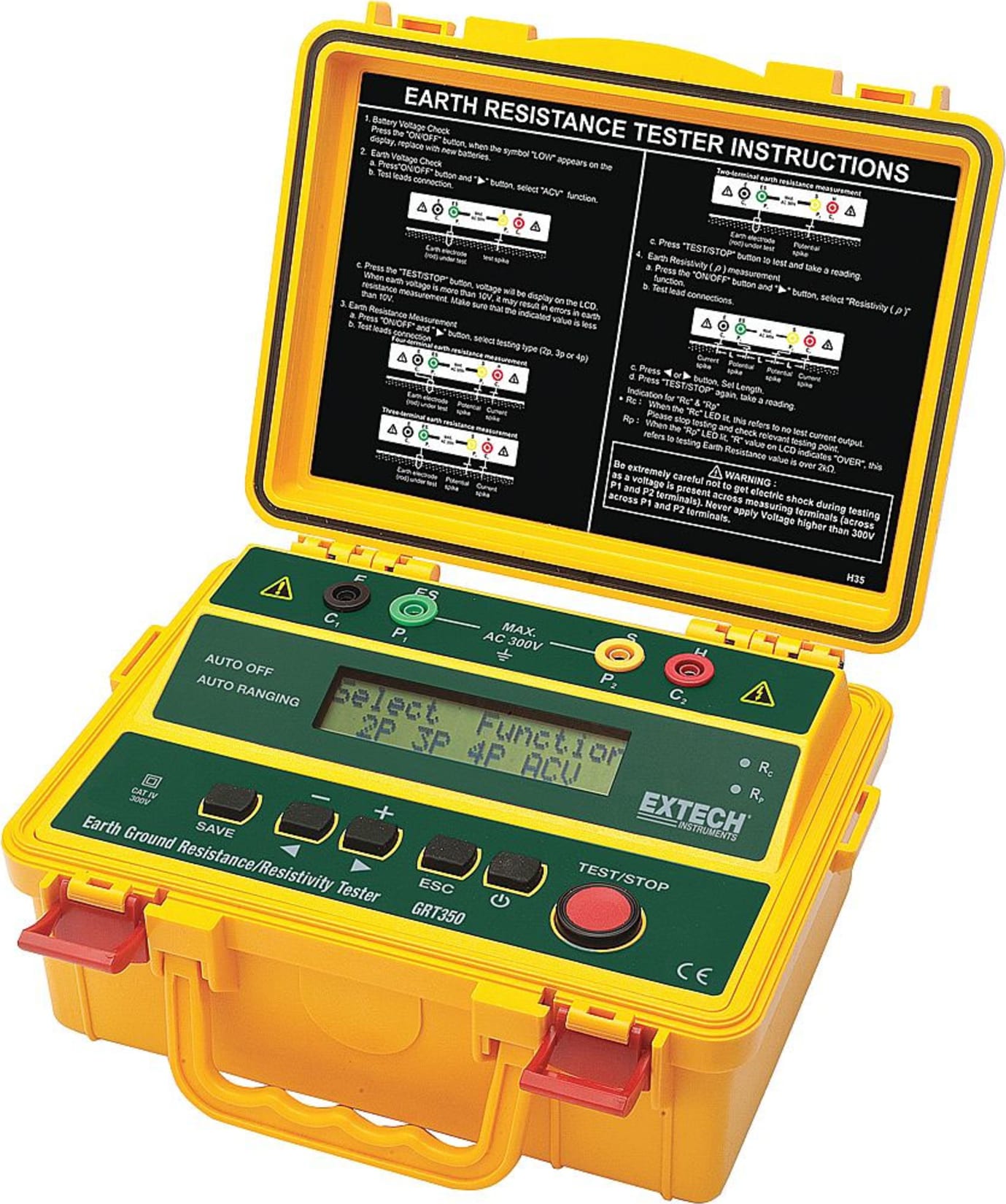 Extech GRT350-NISTL 4-Wire Eartth Ground Resistance/Resistivity Tester with Limited Nist