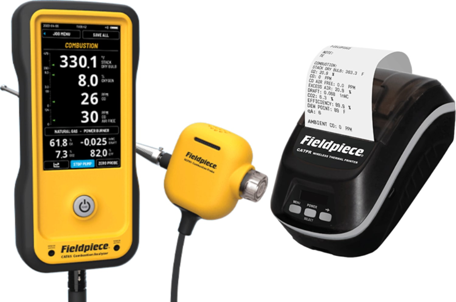 Fieldpiece CAT85K2 Combustion Analyzer with Live Draft, Built-in Manometer, and Printer