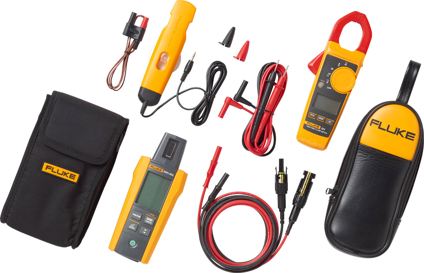 Fluke FLK-324-IRR-PVLD1 - Fluke 324 True-rms Clamp Meter, IRR1-SOL Irradiance Meter and Pomona Electronics PVLEAD1 Solar PV Test Leads