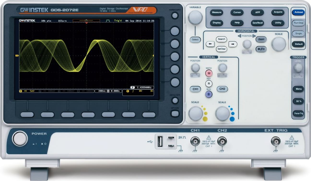 Instek GDS-2072E Digital Storage Oscilloscope, 70MHz, 2-Channel