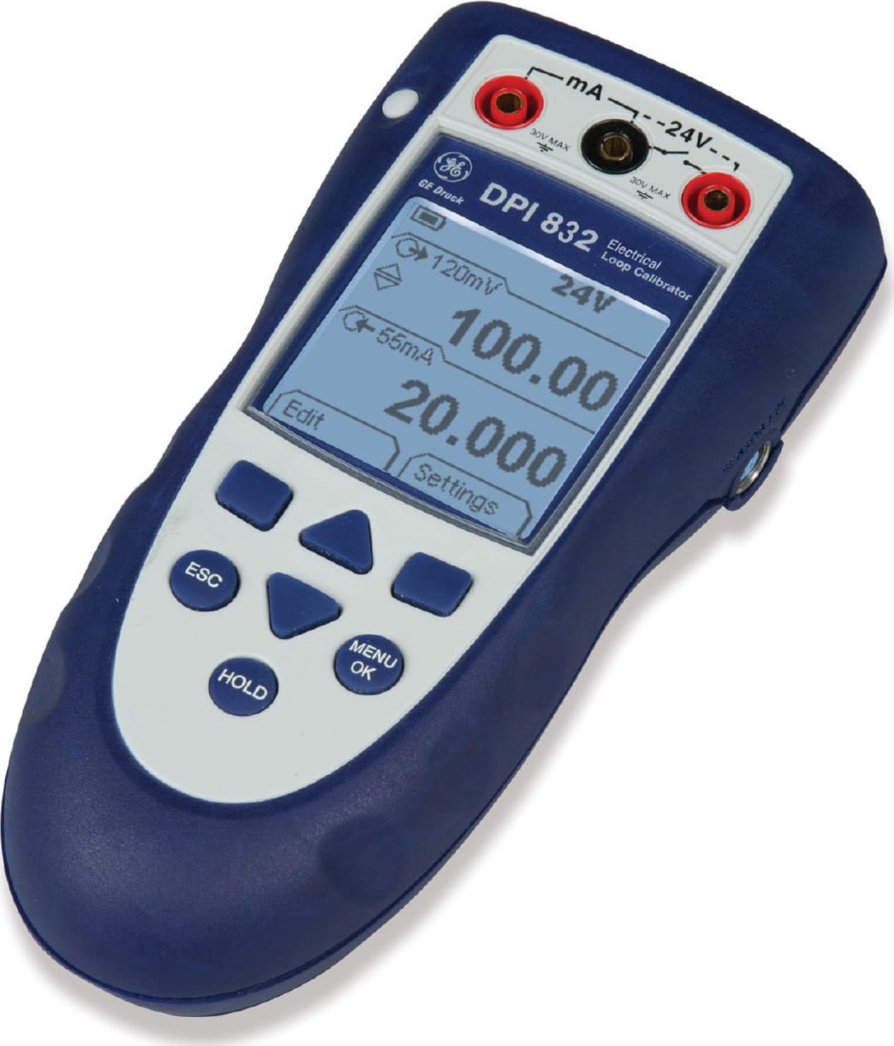 GE Druck DPI 832 Electrical Loop Calibrator, measure or source mA, mV and V with dual display