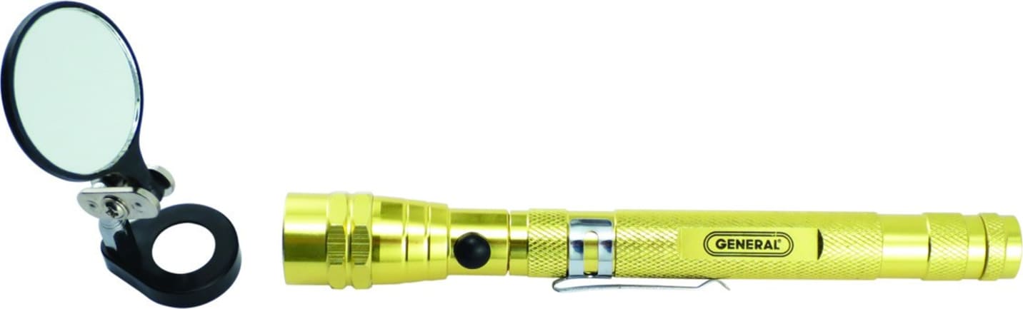 General Tools 91555 Lighted Magnetic Telescoping Pick-Up with Small Round Mirror
