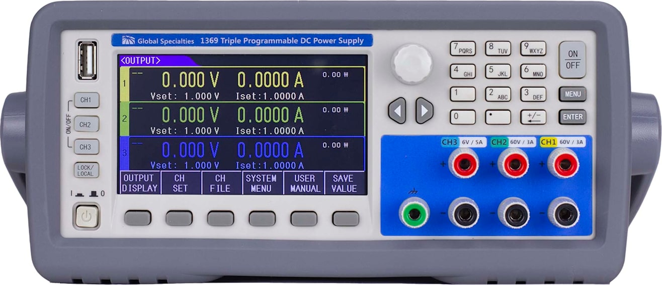Global Specialties 1369 - Triple Output Programmable DC Power Supply