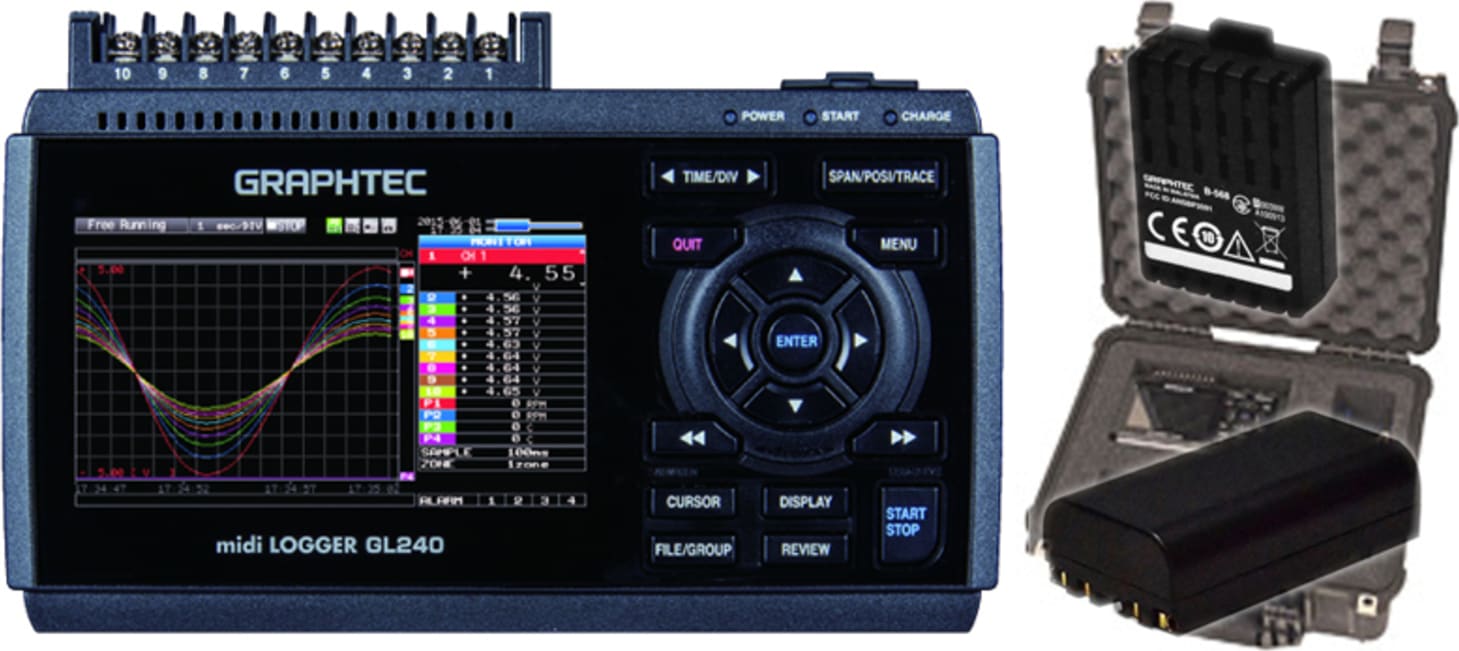 Graphtec GL240-BUNDLE-CASE Main unit GL240, B-568 Wireless Unit, B-568US-240 Pelican Case, and B-569 Battery Pack