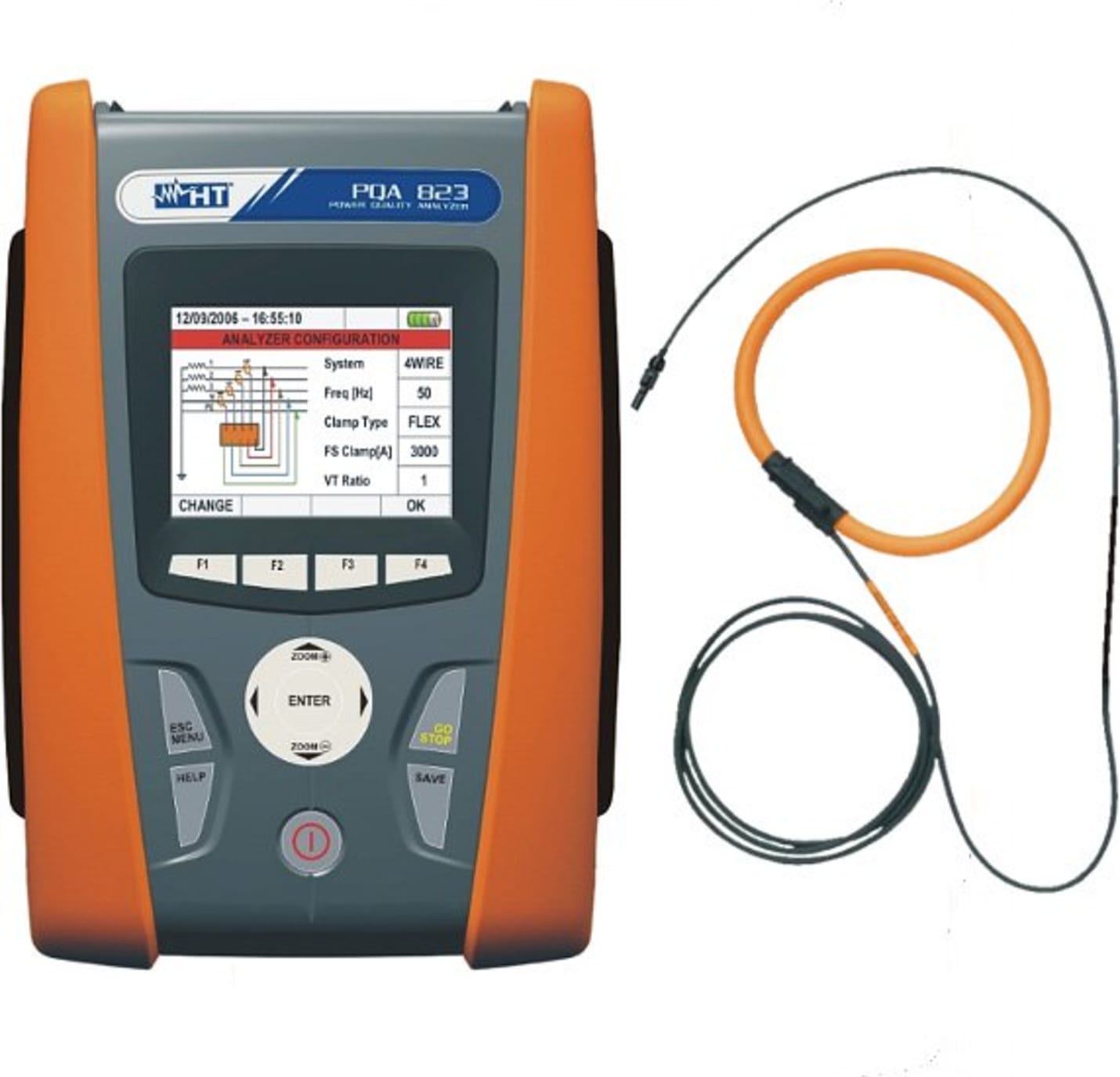 HT Instruments PQA823 CAT IV Power Quality Analyzer and Energy Logger 4 CTs, HTFLEX33