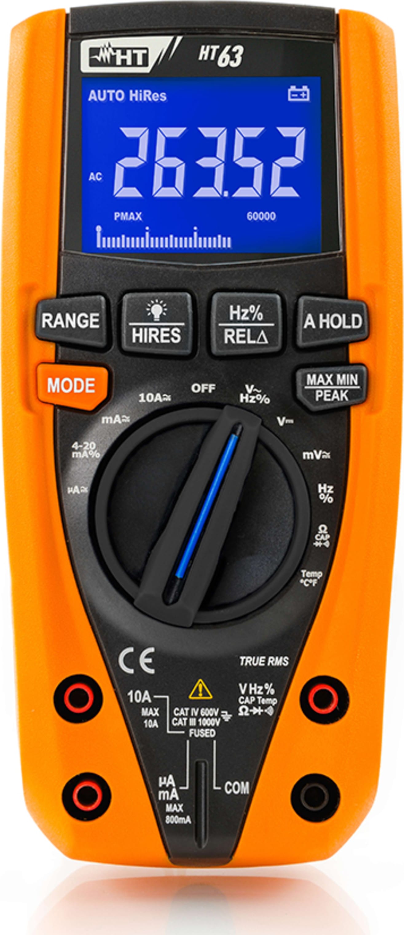 HT Instruments HT63 TRMS/AC DC Digital Multimeter with Colour LCD Display