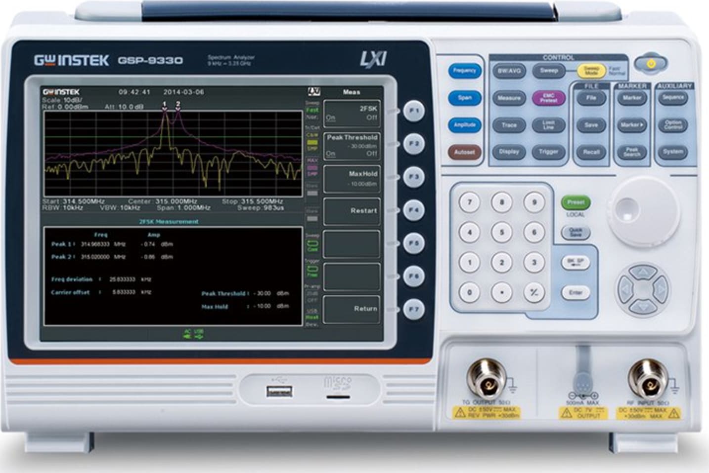 Instek GSP-9330TG Spectrum Analyzer 3.25GHz with Tracking Generator