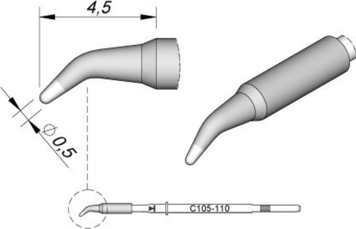 JBC C105110 Cartridge Bent 0.5mm